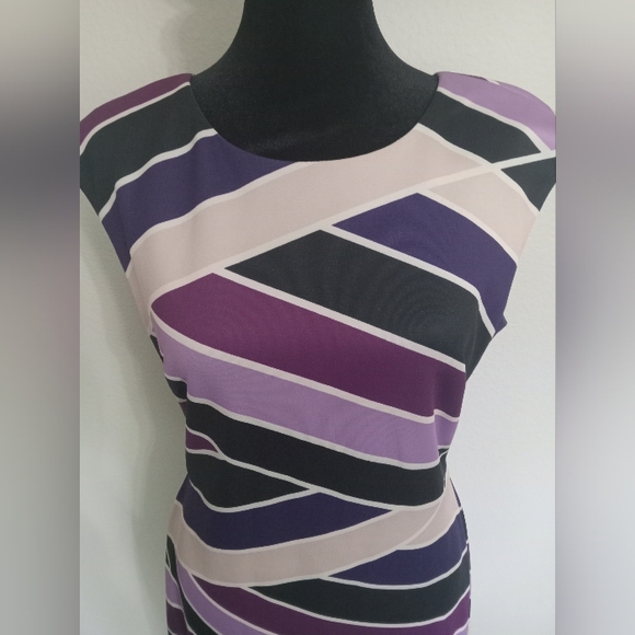 Vince Camuto Purple Striped Women's Sleeveless Dress Size 8 Career - Picture 7 of 7
